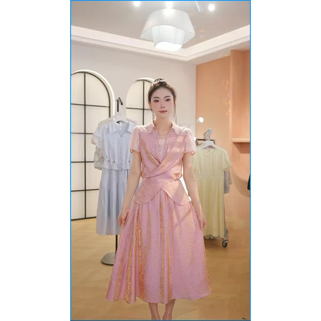 【赠送运费险】L8920 2025年夏季新款气质收腰上衣+中长款半身裙