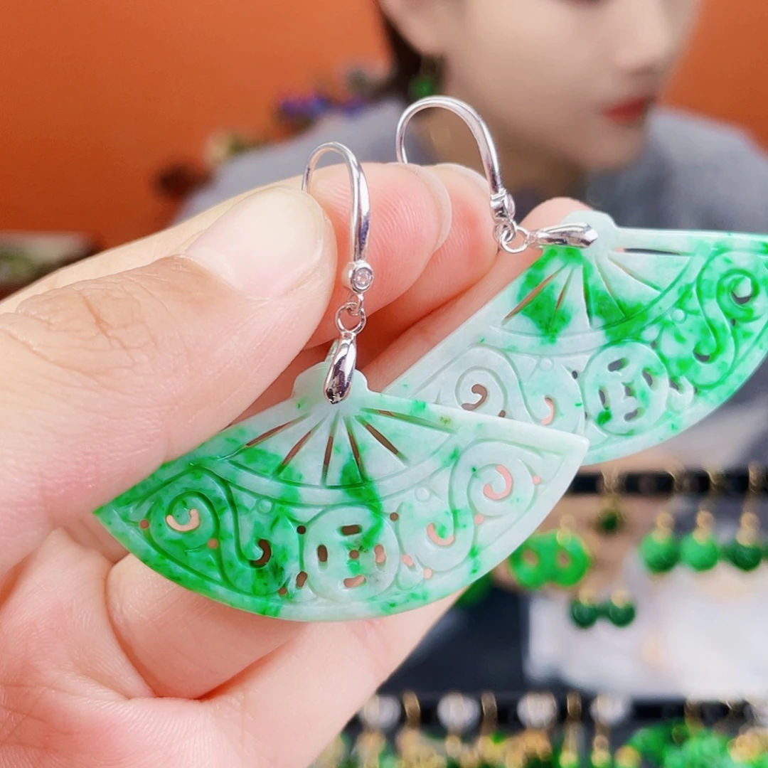 翡翠银S925镶嵌耳饰