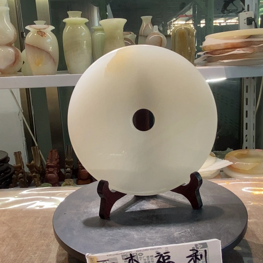 石材20厘米天然平安扣摆件，仅此一个