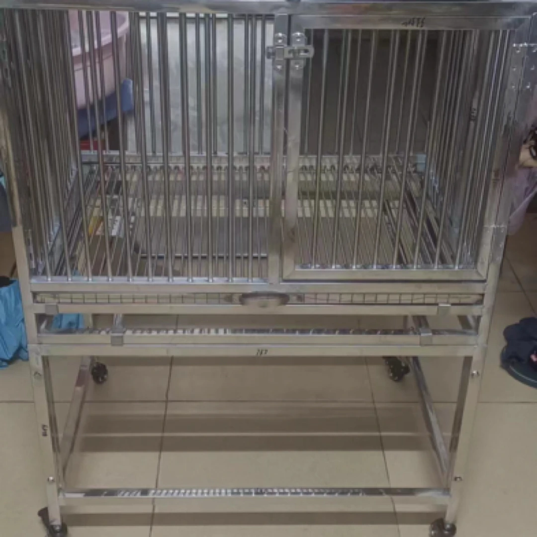 鸦科笼不锈钢结实耐用折叠抽拉底网托盘花椒木站杠食盒水盒万向轮