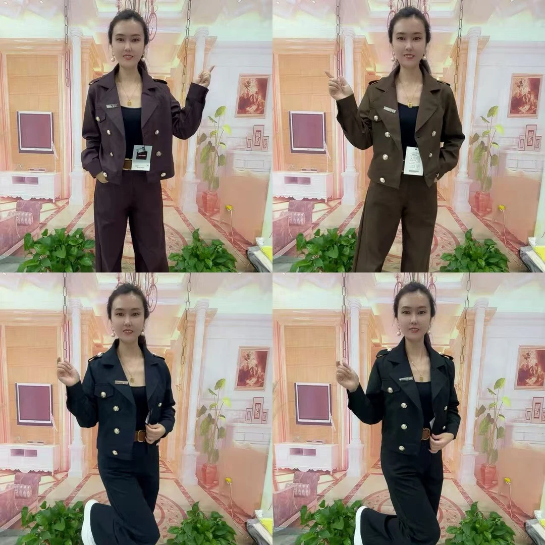 25191款工装两件套（西服领外套+阔腿裤）送腰带