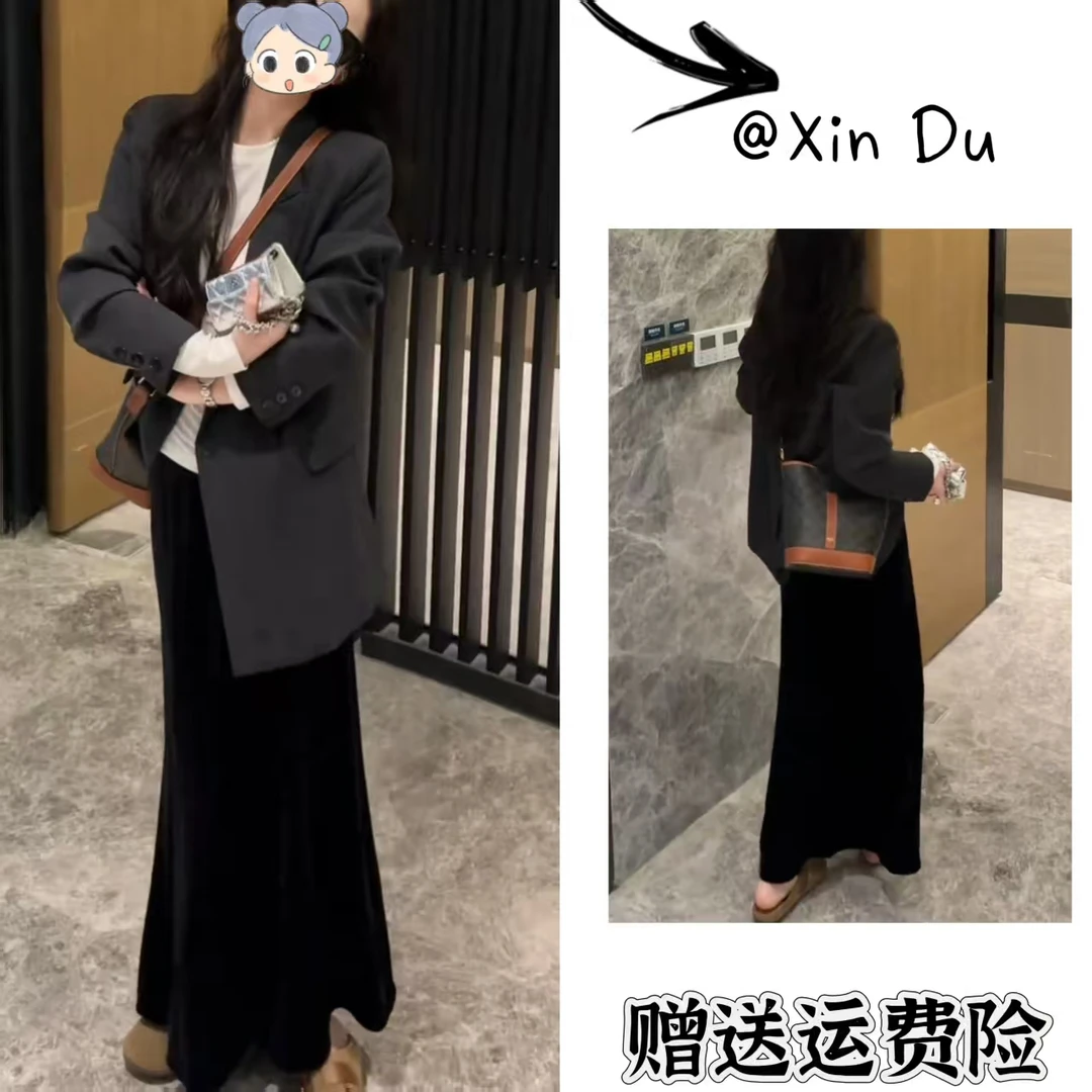 2025秋季新款时尚显瘦气质女士网红洋气两件套百搭款D22933