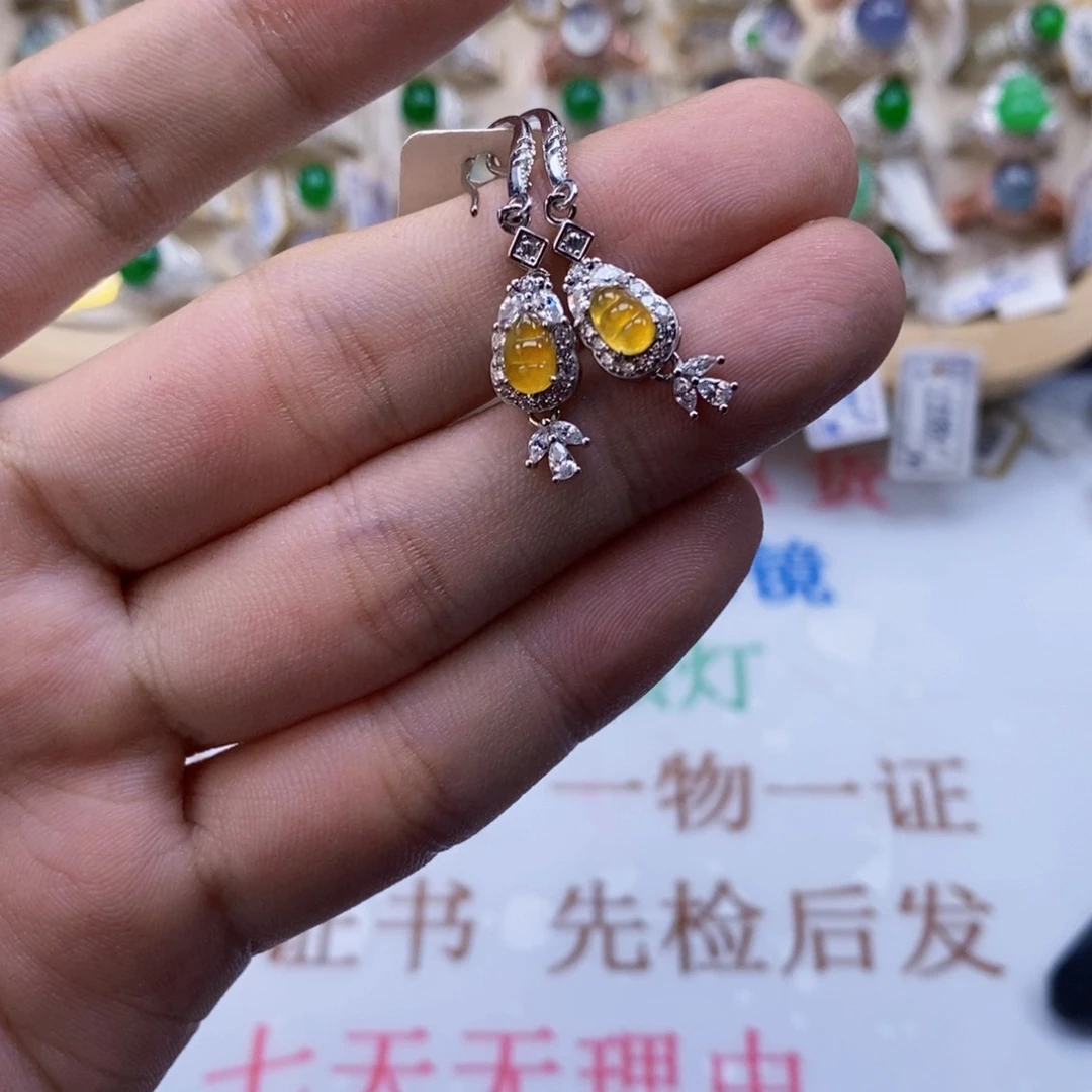 翡翠戒指银S925镶嵌天然缅甸翡翠a货