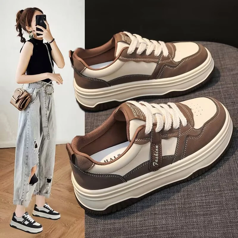 SAGGYKK/闪瑶chic小众厚底增高休闲板鞋女2025新款时尚百搭运动鞋