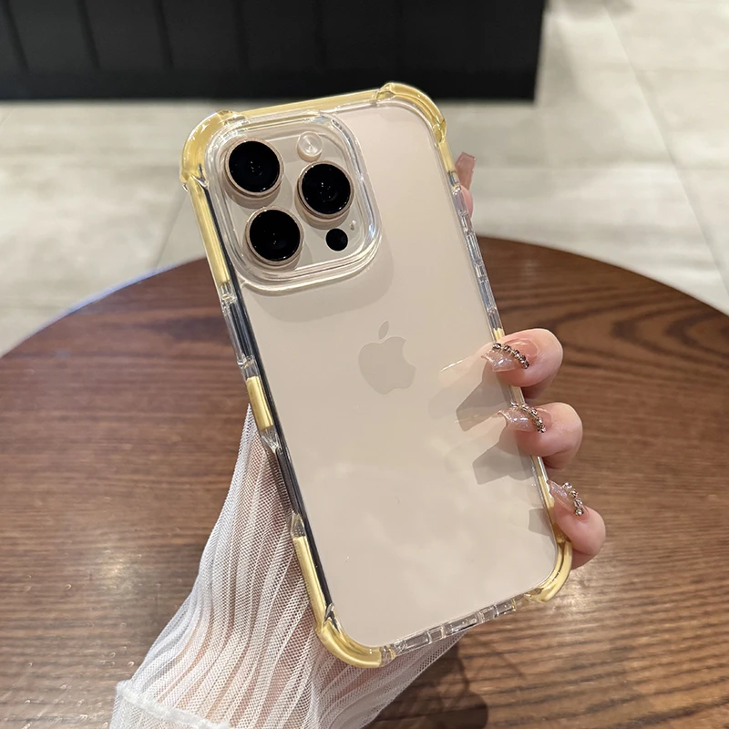 气囊防摔适用于iPhone16promax手机壳透明亚克力苹果17高级14硬