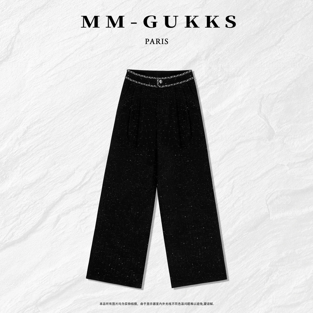 明明GUKKS『小香裤』秋季定制高级感小香百搭休闲西裤无弹直筒裤