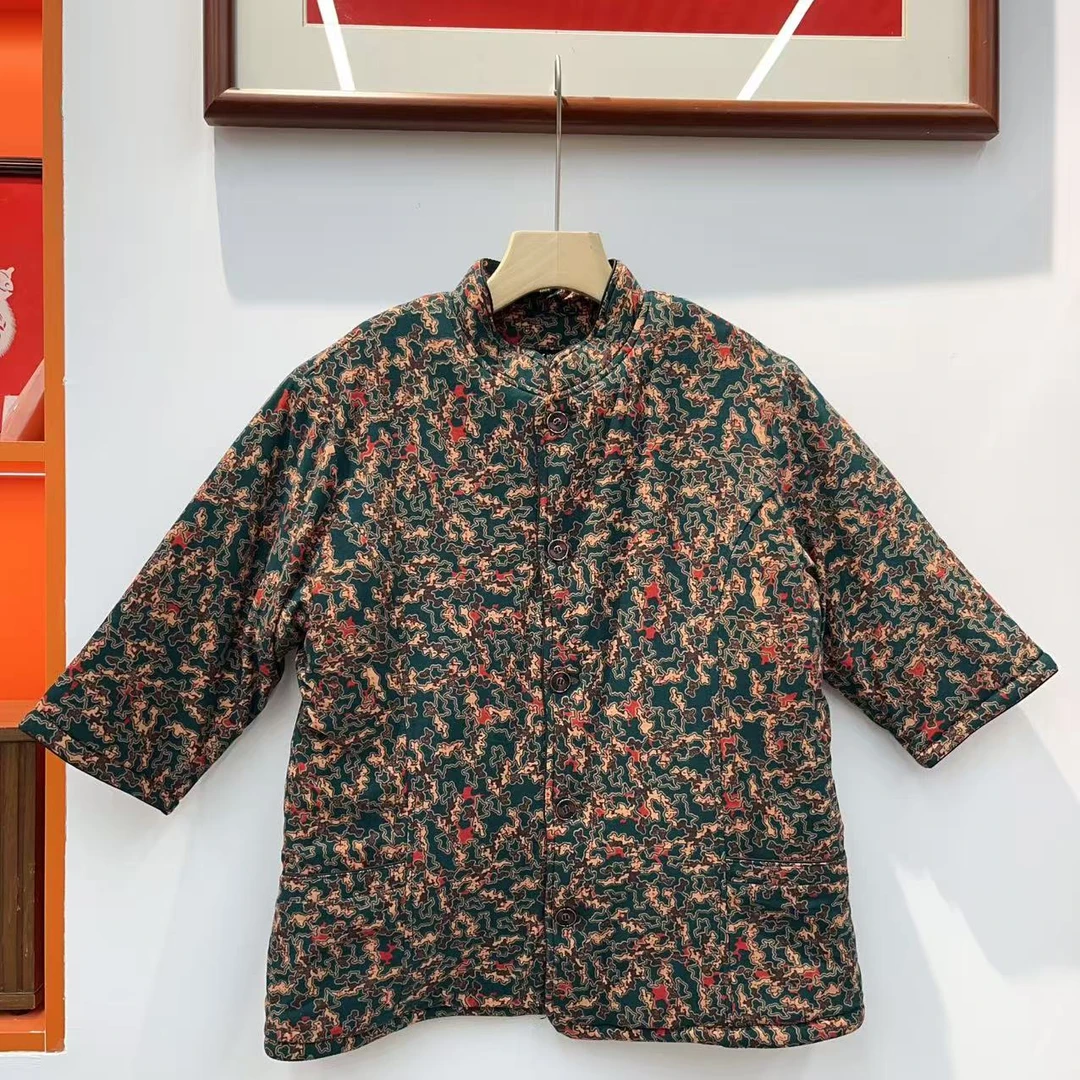 中老年女士中袖棉袄加厚贴身内穿保暖碎花外套