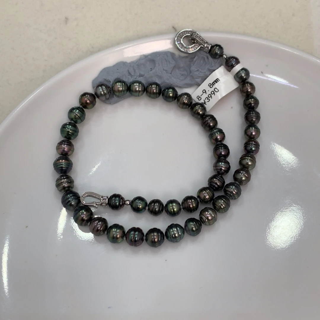 岚***儿海水珍珠颈饰未镶嵌8-9.8mm大溪地项链玉