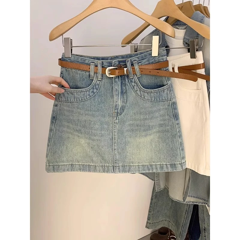 辣妹复古防走光牛仔半身裙女2025夏季新款高腰显瘦包臀a字短裙子