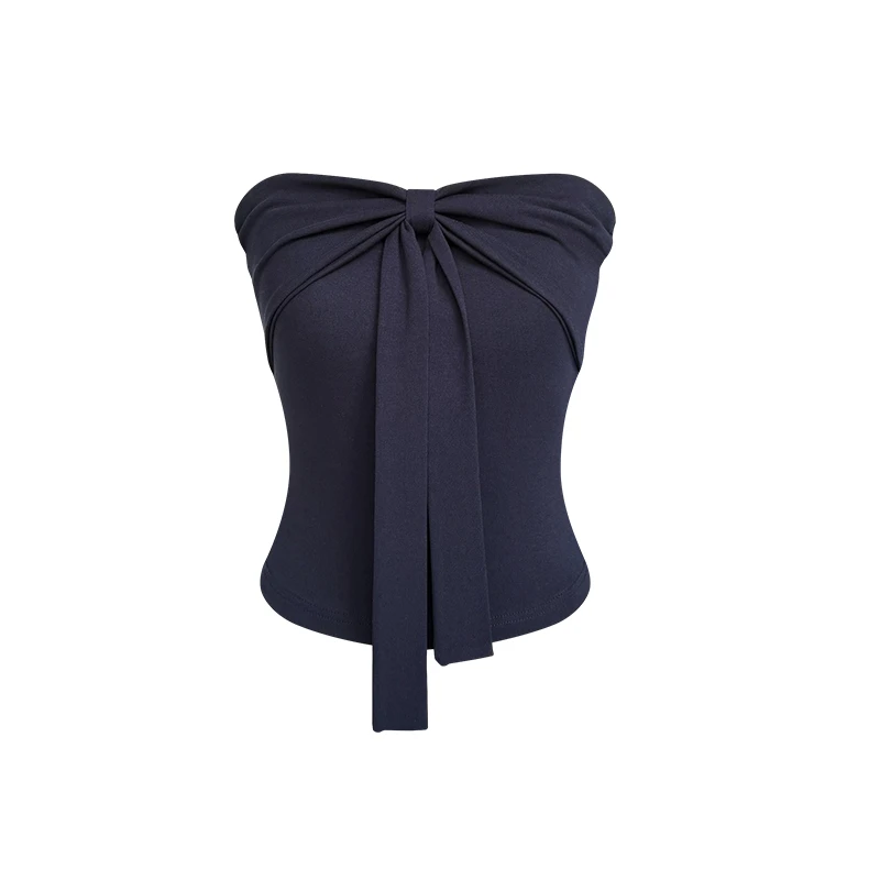 6-8运补纯欲风蝴蝶结系带抹胸背心2025夏季新款修身显瘦性感甜辣