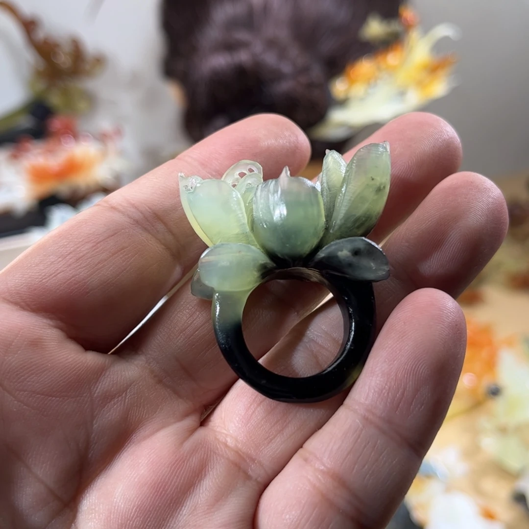 懒***王蛇纹石玉未镶嵌发簪