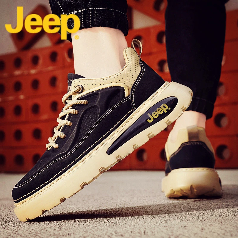 JEEP吉普板鞋男士休闲鞋春季2025新款潮牌款百搭厚底运动鞋子男鞋