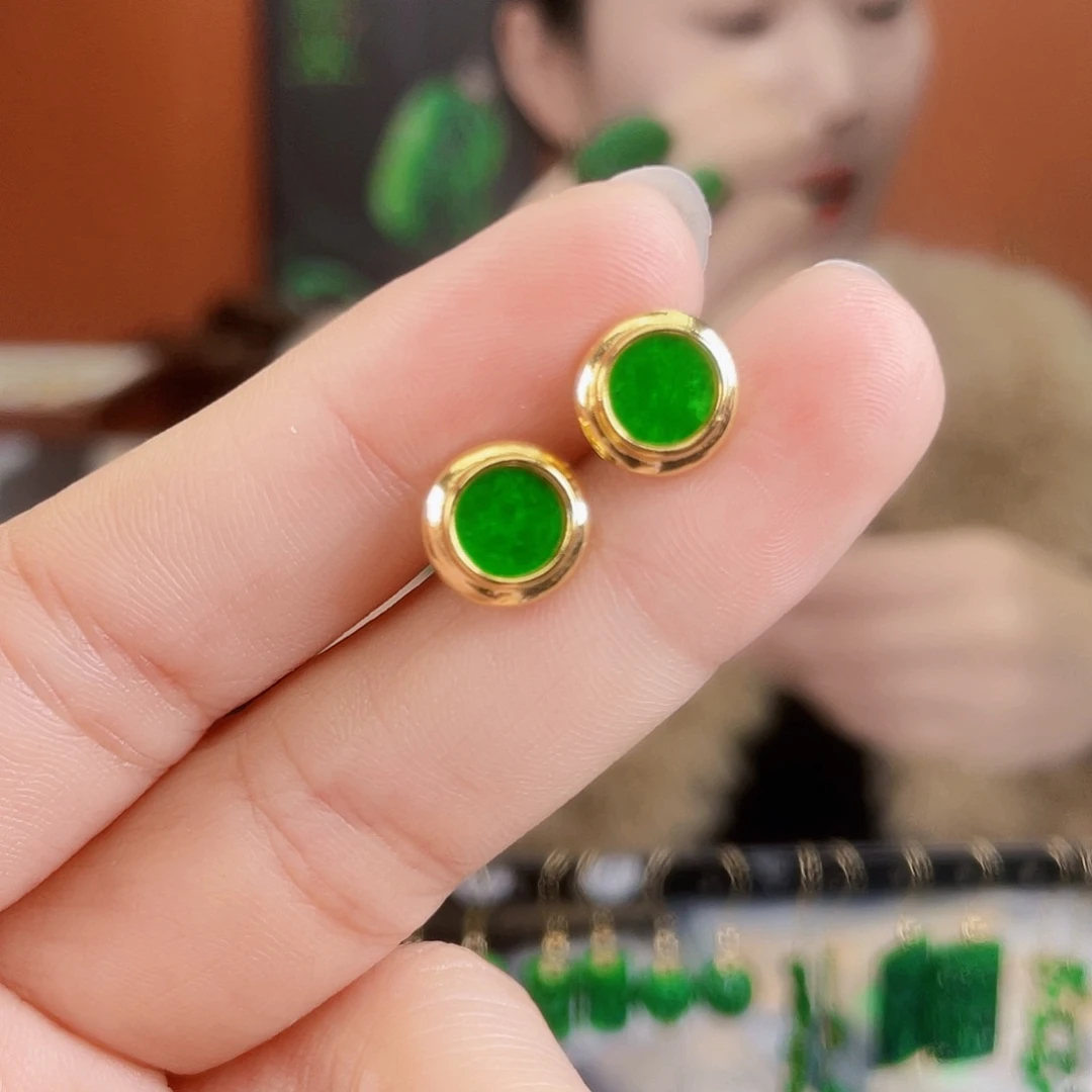 翡翠银S925镶嵌耳饰