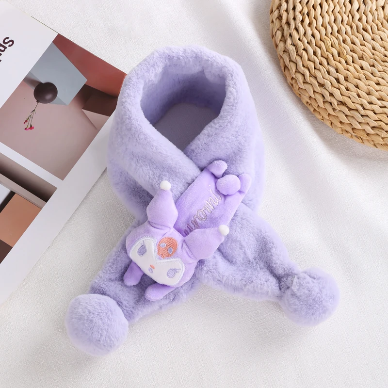 儿童围巾男女童超萌可爱毛绒保暖库洛米婴儿韩版卡通冬季宝宝围脖