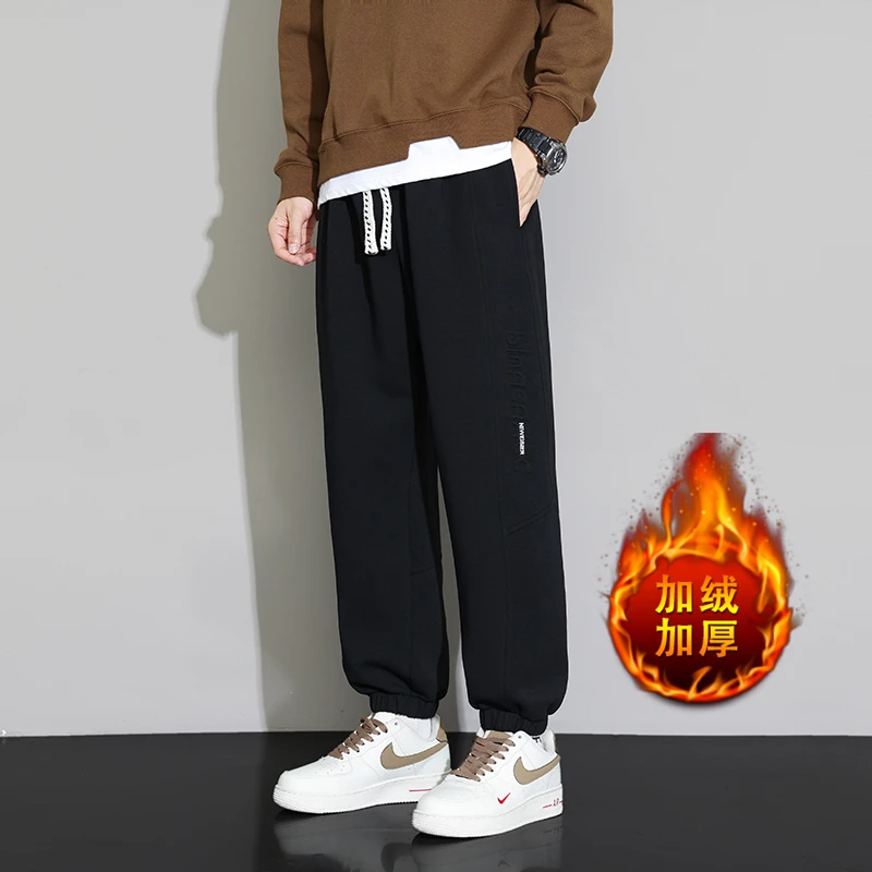 健康虎秋冬款休闲裤男士卫裤时尚百搭大码加绒男束脚显瘦卫裤