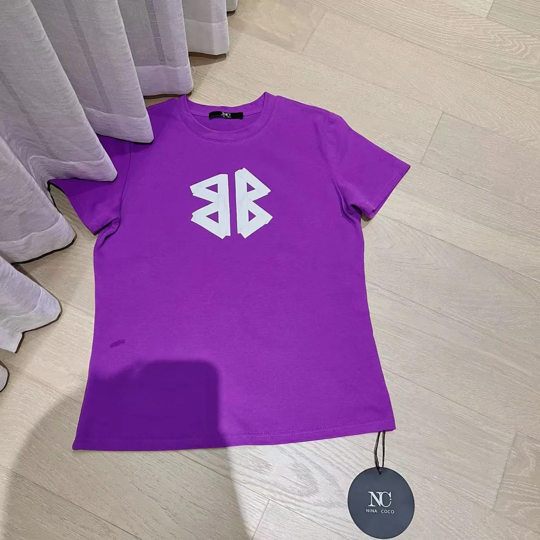 爆款新款创意短袖512904显瘦洋气时尚百搭设计感休闲体恤半袖圆领