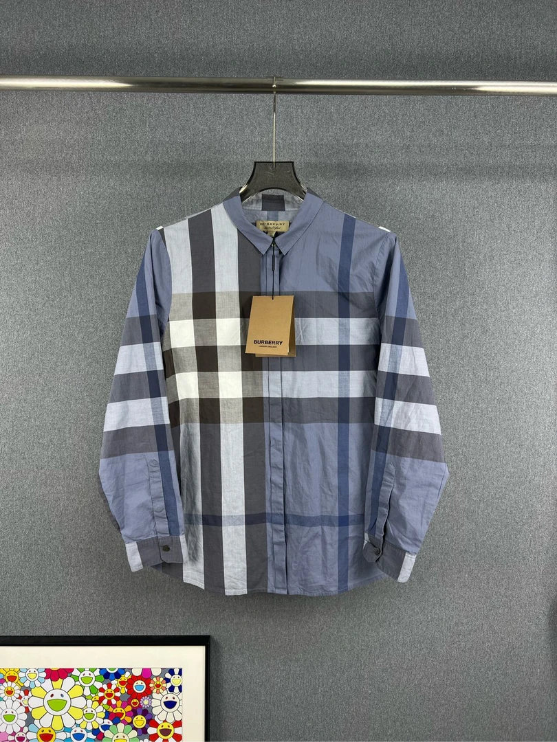 99新 BURBERRY/博柏利 BURBERRY博柏利蓝色格纹衬衫 XL码 12377