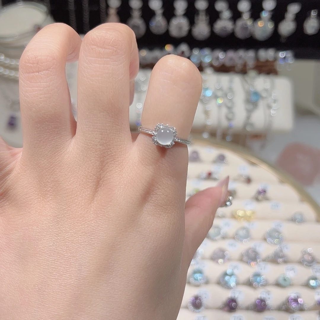 蛇纹石玉银S925镶嵌戒指