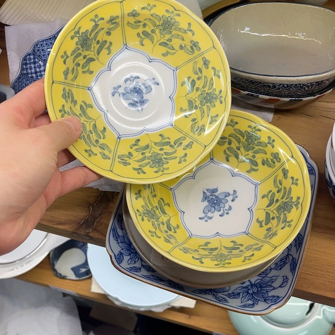 瓷片小**妈橘吉黄胶质碗