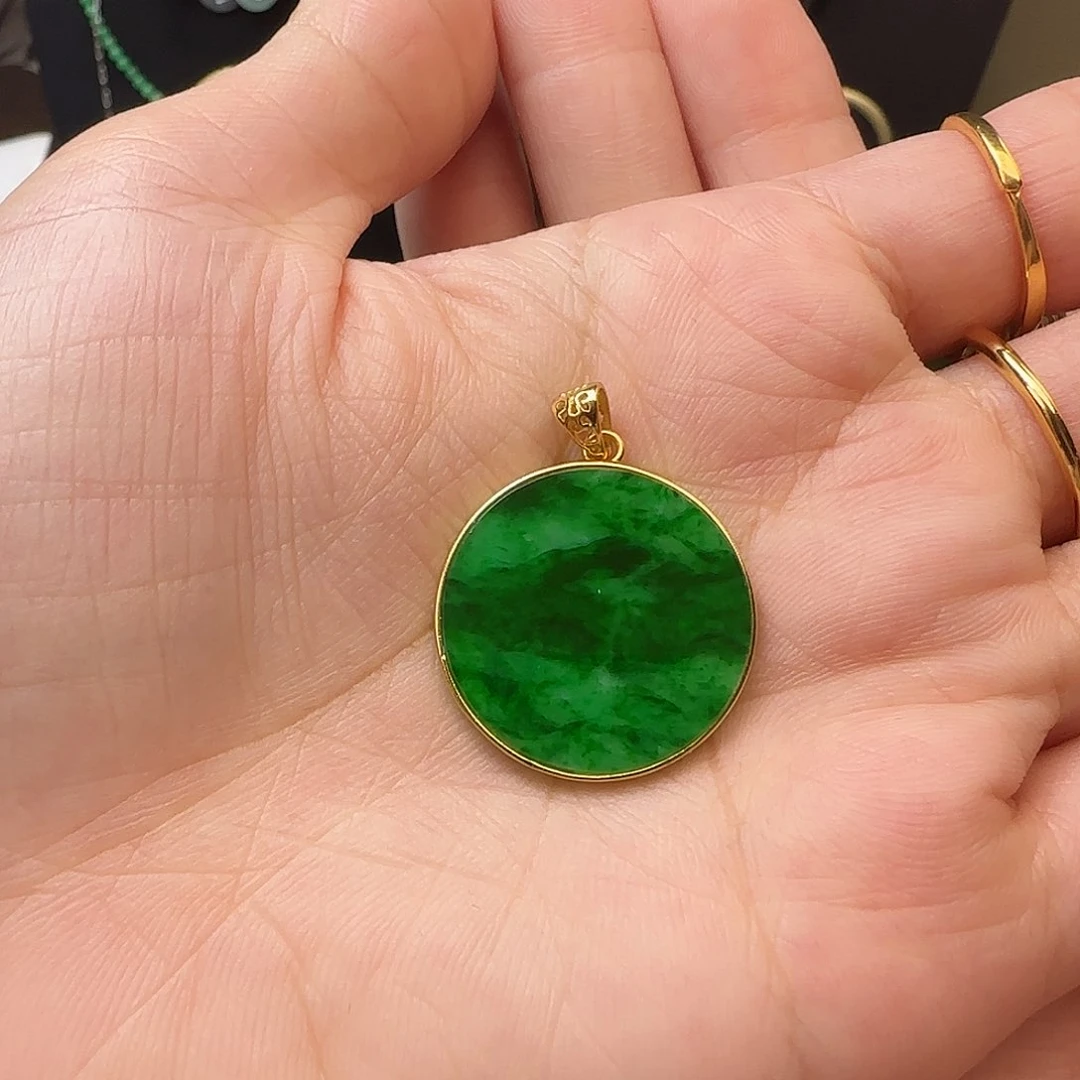 吧***克翡翠银S925镶嵌颈饰不含项链