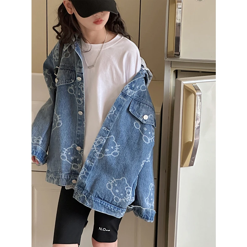 K28148满印女童牛仔外套2025春装新款大童儿童上衣春秋衣服休闲潮