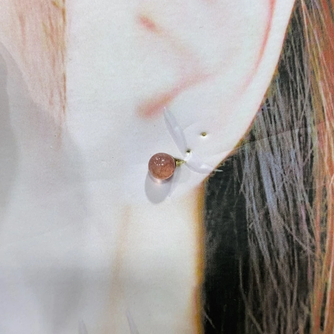 玛瑙/玉髓耳钉银S925镀金镶嵌