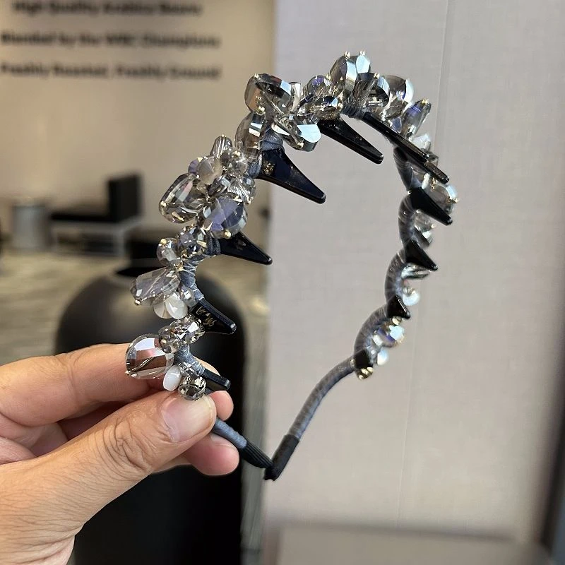 韩系轻奢水晶发箍高级感发梳带齿碎发头箍百搭洗脸发卡头饰女发饰