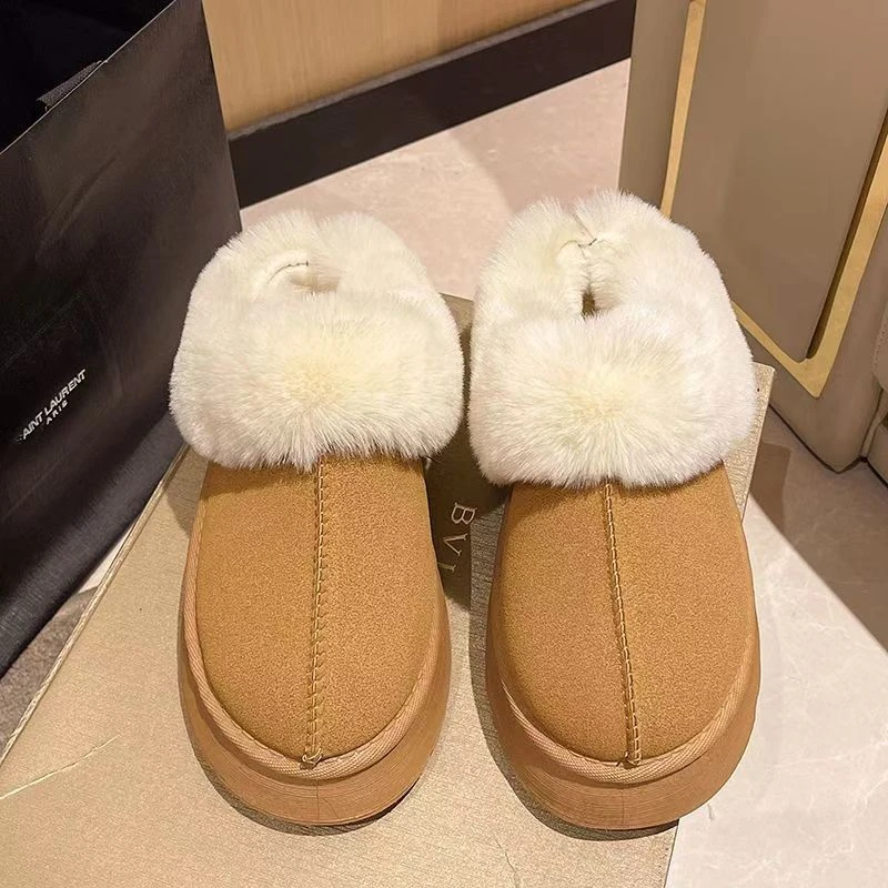 福袋抽奖】雪地靴冬季新款加绒加厚底舒适保暖棉拖鞋高档内棉女