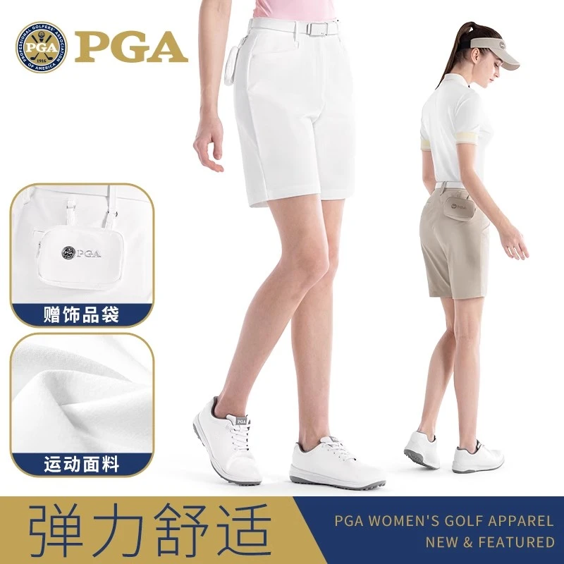 美国PGA 高尔夫女裤夏季女装球裤女士短裤衣服运动速干裤子送腰包