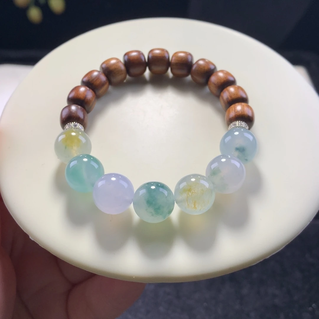 翡翠未镶嵌手串卡11飘花串