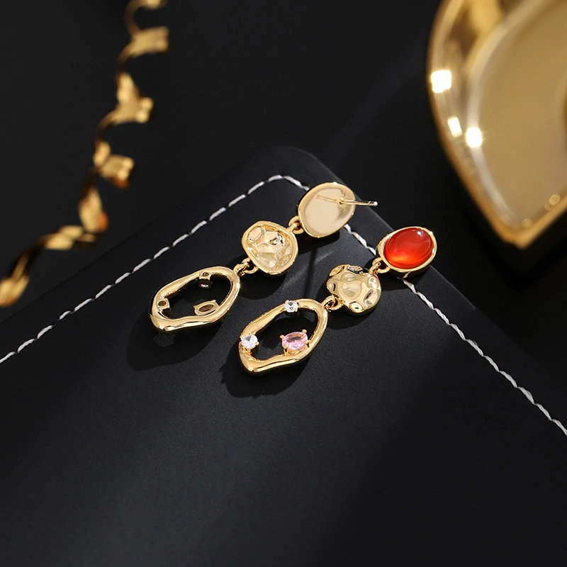 铜合金耳饰 《货号6931》复古中古风精美不规则耳饰