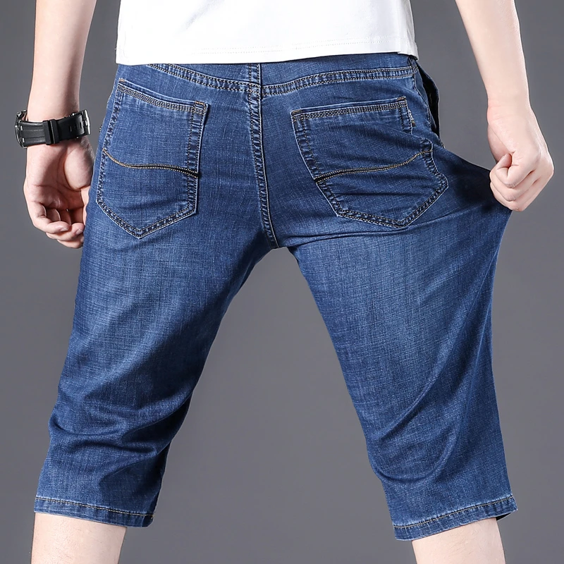 2025新款牛仔七分裤男夏季薄款宽松直筒美式水洗潮牌休闲过膝短裤