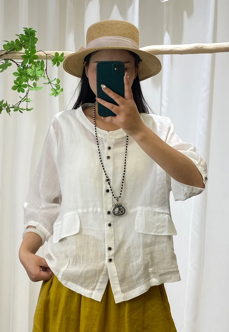 纯色通勤百搭不褪色夏季薄款衬衫宽松防晒衣79气质文艺