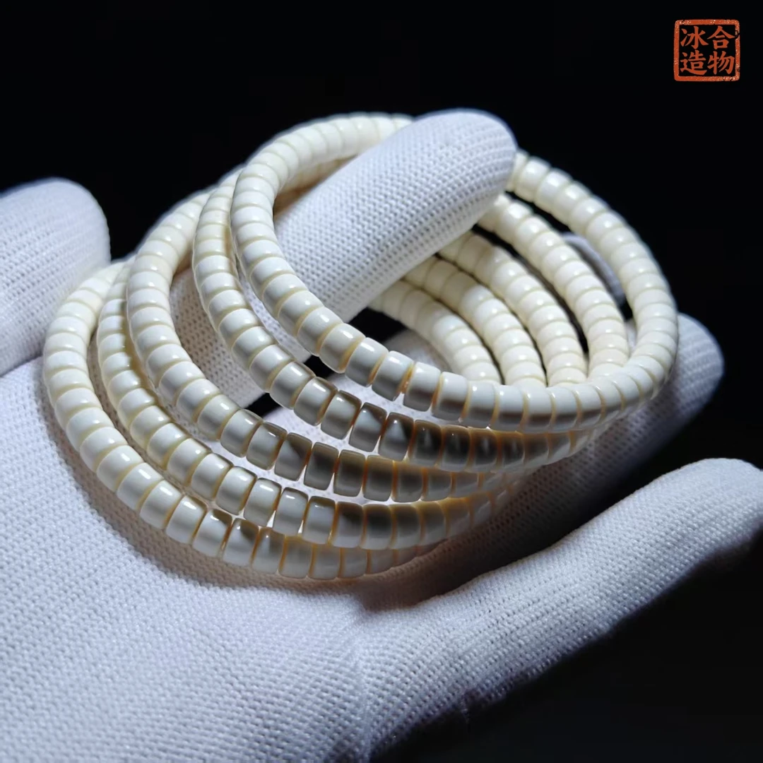 MP0001 天然猛犸象牙药片约6*3mm手链冰料精工打磨简约百搭手串