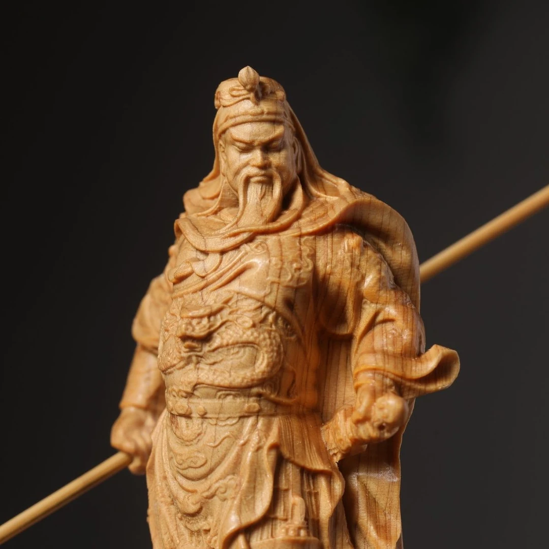 崖柏武财神提刀横刀款式