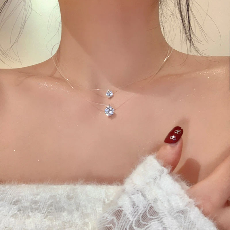 吊坠925银莫桑石 【人鱼泪】爆火隐形人鱼泪项链法式温柔百搭