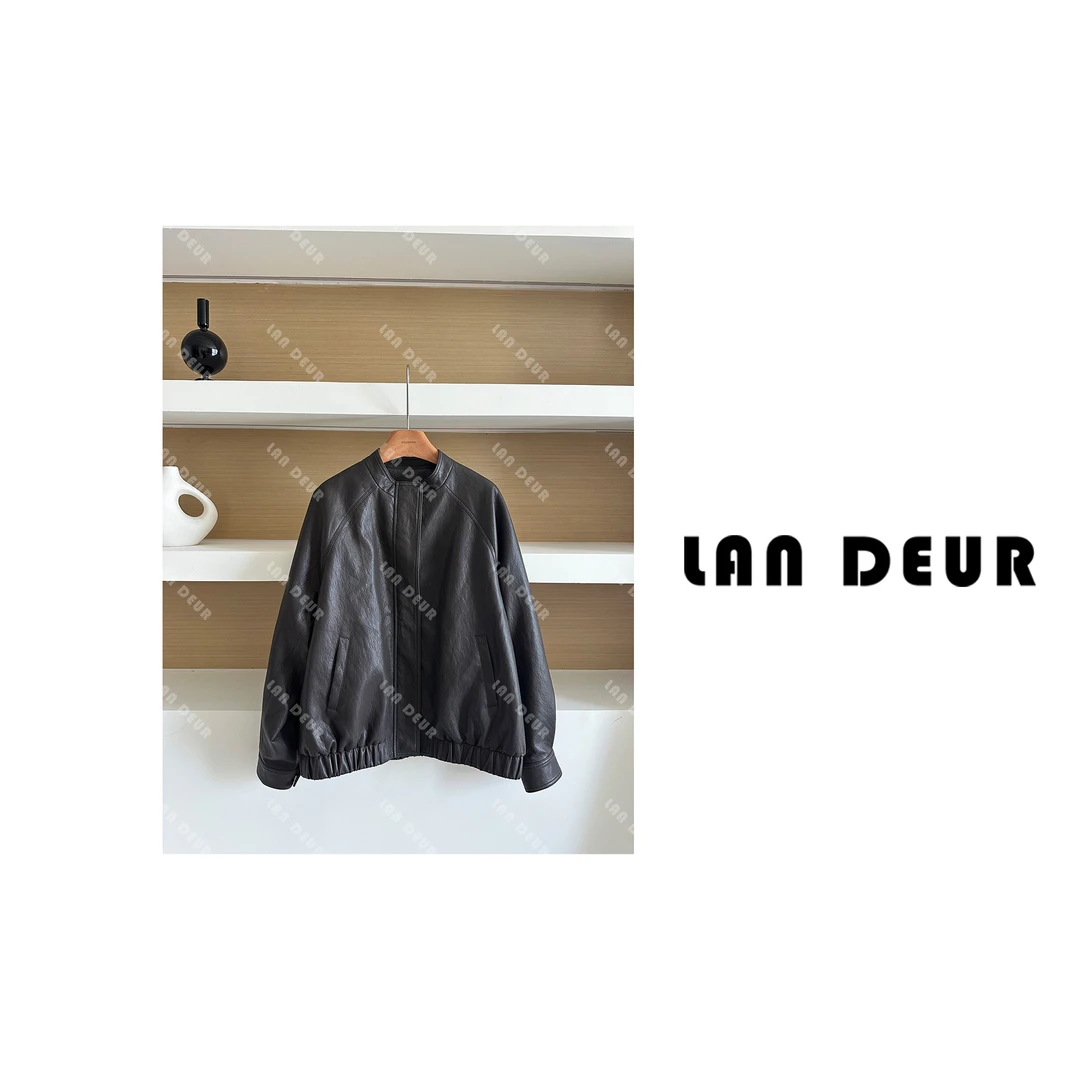 【秋风微澜】PU气质时尚休闲简约皮衣复古港风宽松外套女上衣