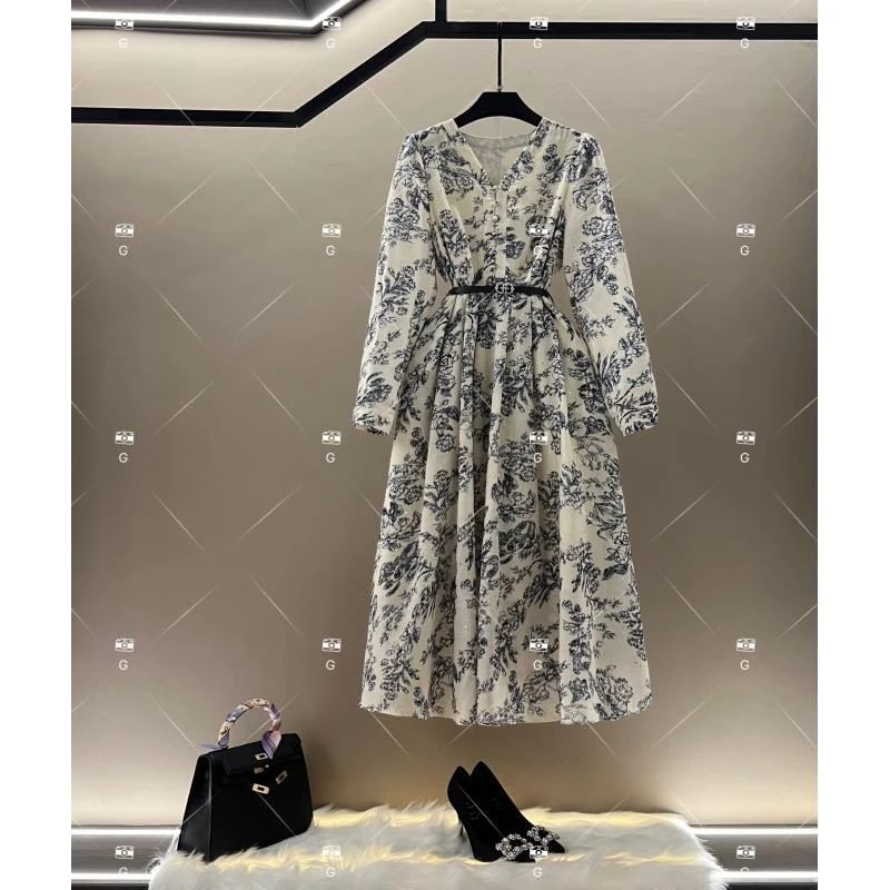 春夏丨设计师轻奢法式印花女士连衣裙 GS-57316