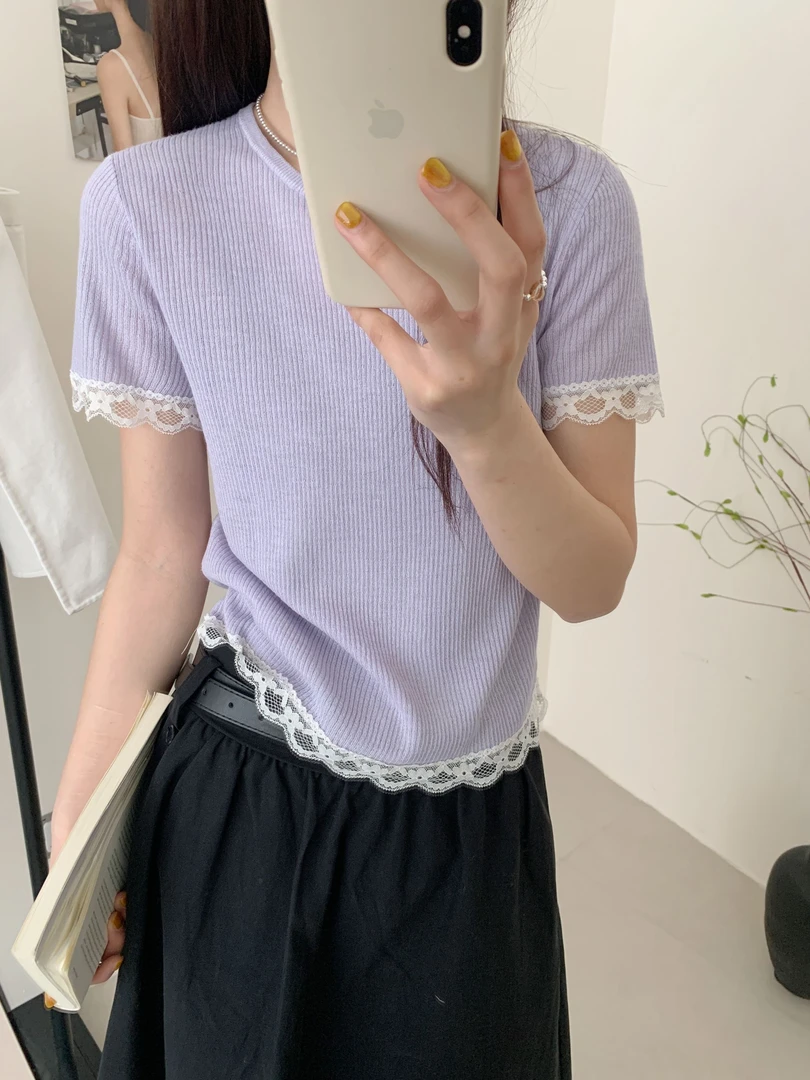 【潘潘.688820】2025年夏新款幻彩亚麻纯色短袖针织衫（25.4.28福利）