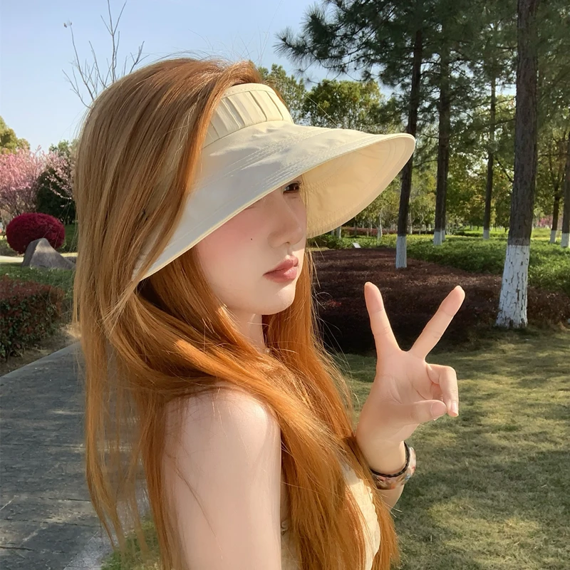 2025新款夏季户外帽子空顶帽女简约太阳帽大帽檐遮阳帽防晒太阳帽