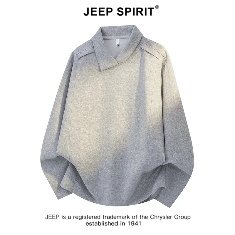 JEEPSPIRIT吉普翻领春秋秋季青春活力长袖T恤打底衫休闲潮流设计