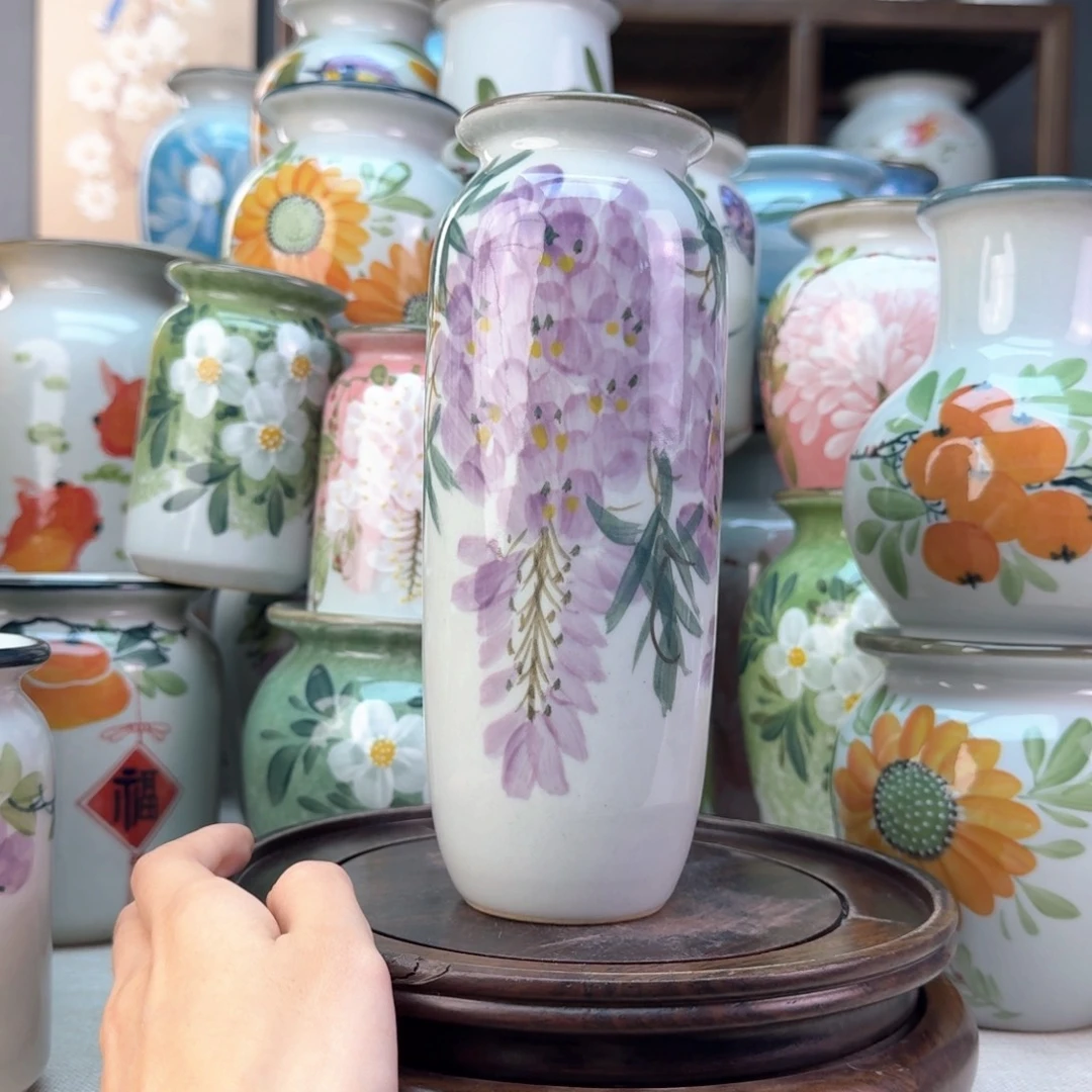 景德镇陶瓷手绘花瓶无孔