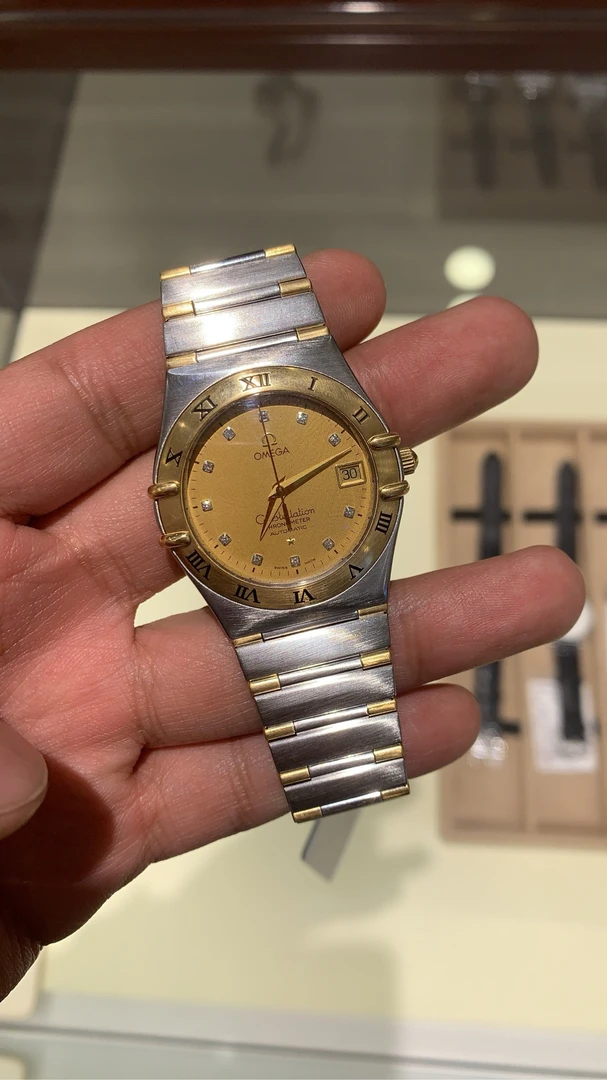 95新 Omega/欧米茄 星座系列男士机械表经典设计35.5mm表径半金条