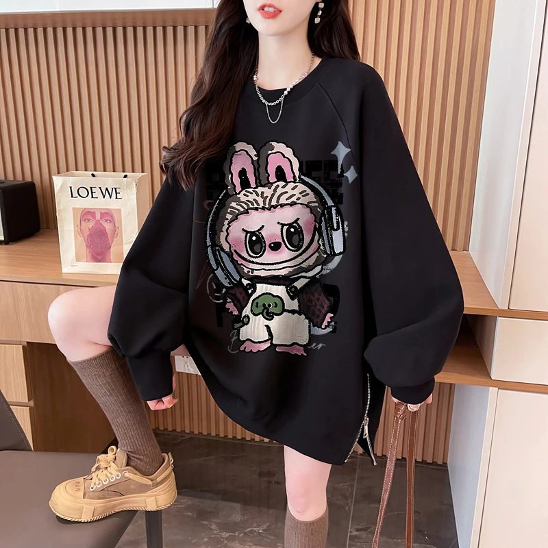 小众前短后长卫衣女秋冬爆款韩版宽松中长款设计感不规则开叉上衣