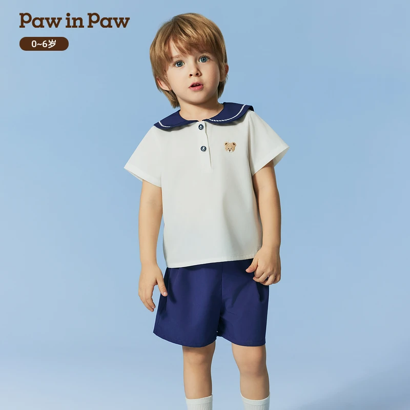 【官方正品】PawinPaw童装新款男女宝学院休闲套装海军风PCSMF2672E