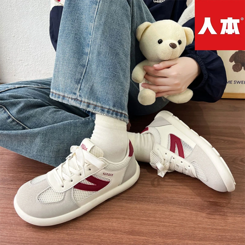 人本官方店时尚2025新款女鞋学僧运动鞋休闲jk板鞋网面透气阿甘鞋