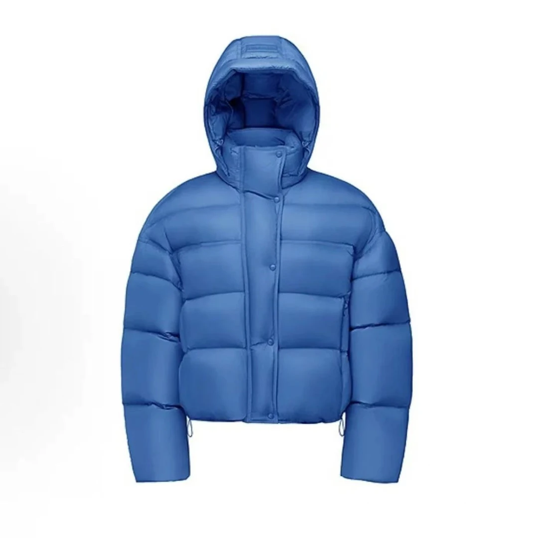 【蓝宝石】新国标90白鸭绒冬季加厚弯刀袖连帽短款泡芙羽绒服021LXY