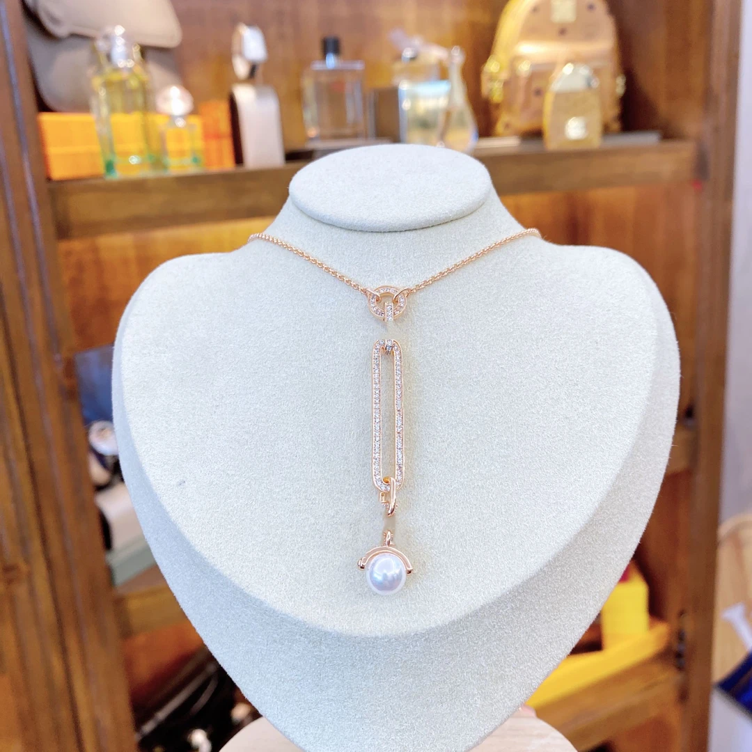 吊坠925银合成锆石 黑标K玛玛白色海明珠轻奢项链dois12