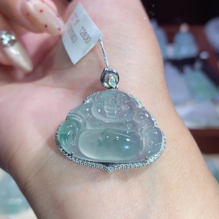 翡翠18K金镶嵌吊坠(不含链)佛公