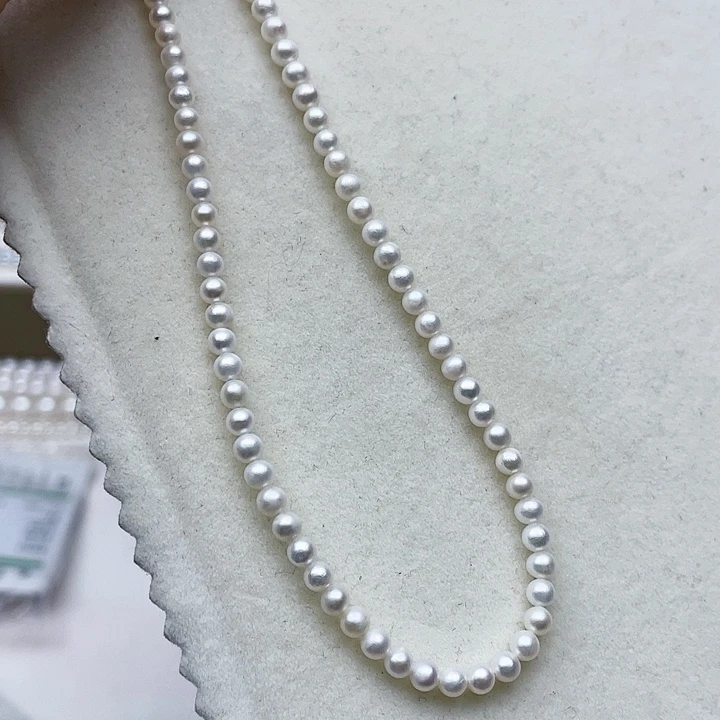 淡水珍珠颈饰银S925镶嵌卡4➕冷白